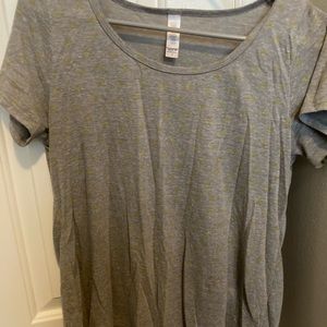 Gray LulaRoe t-shirt with yellow polka dots